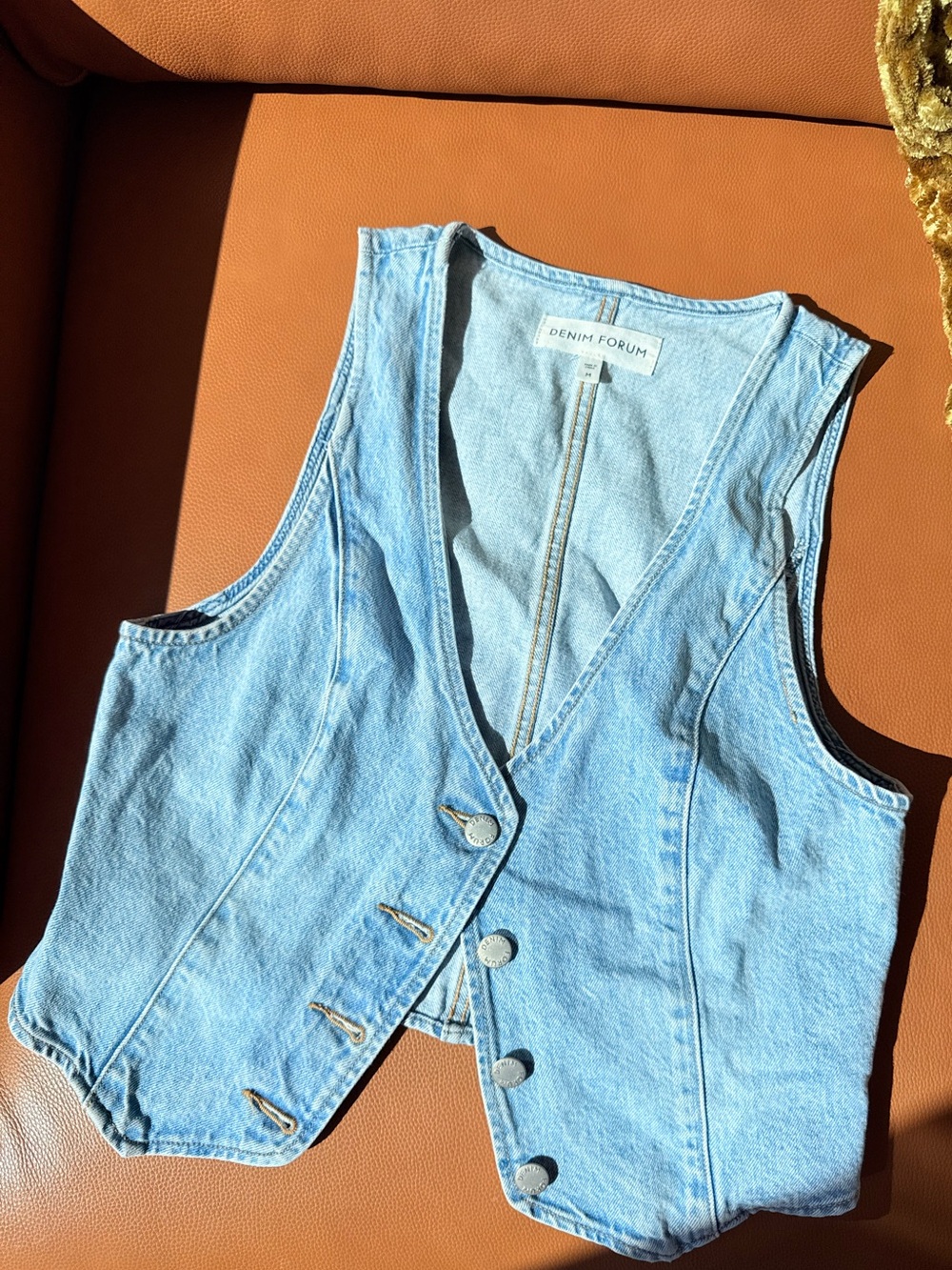 Denim Forum Light Blue Denim Crop Vest